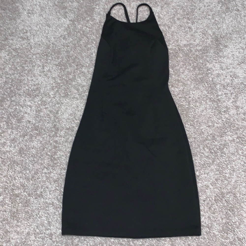 Black fitted cross back dress